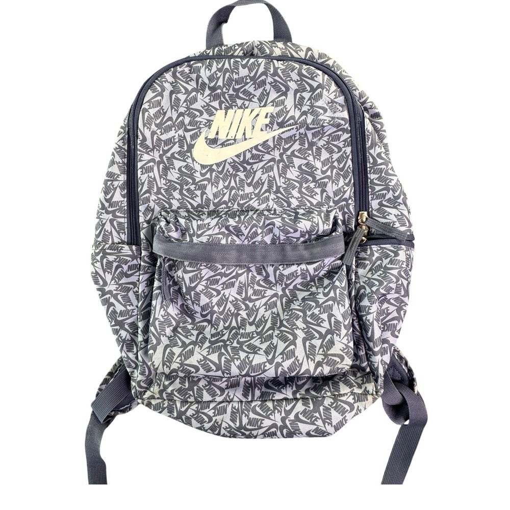 Nike Heritage Backpack All Over Logo Print Grey White BA5750-036